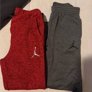Jordan Kids Red and Gray Jumpman Fleece Joggers - 2 Pack